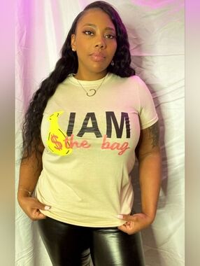 I AM the Bag Graphic Tee - Cream with Yellow & Pink Print